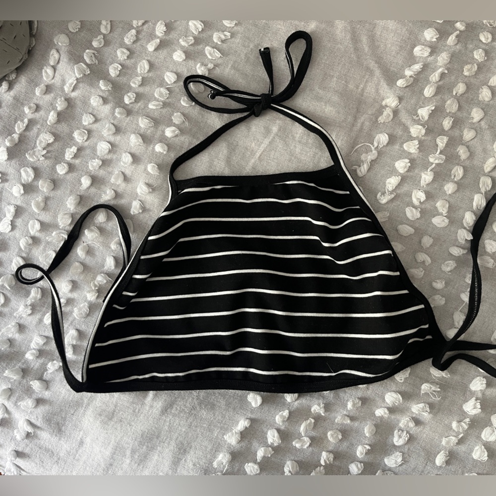 American Apparel Striped Back Tie Crop Top